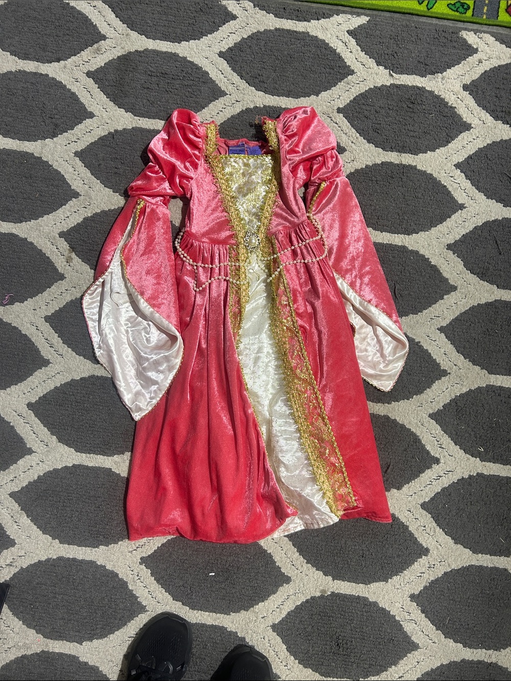 Girls Pink and Gold Princess Dress Costume